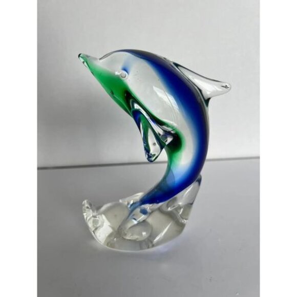 1970s Mouth-Blown Murano Style Dolphin Glass Paperweight - Picture 5 of 9
